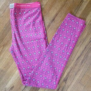 Icebreaker Kids Youth 13/14 pink Merino wool leggings base layer lightweight